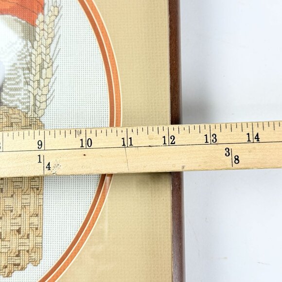 Vintage Fall Goose Harvest Cross-Stitch Serving Tray Rustic Farmhouse Decor - Picture 7 of 10